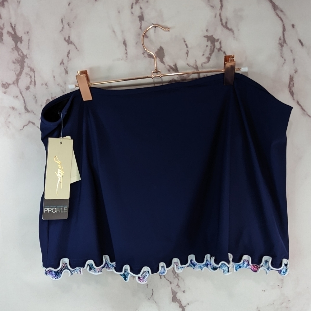 Profile By Gottex Swim Skirt Womens 18 W 2X Blue Bottom Synch Bathing Suit - Picture 12 of 13